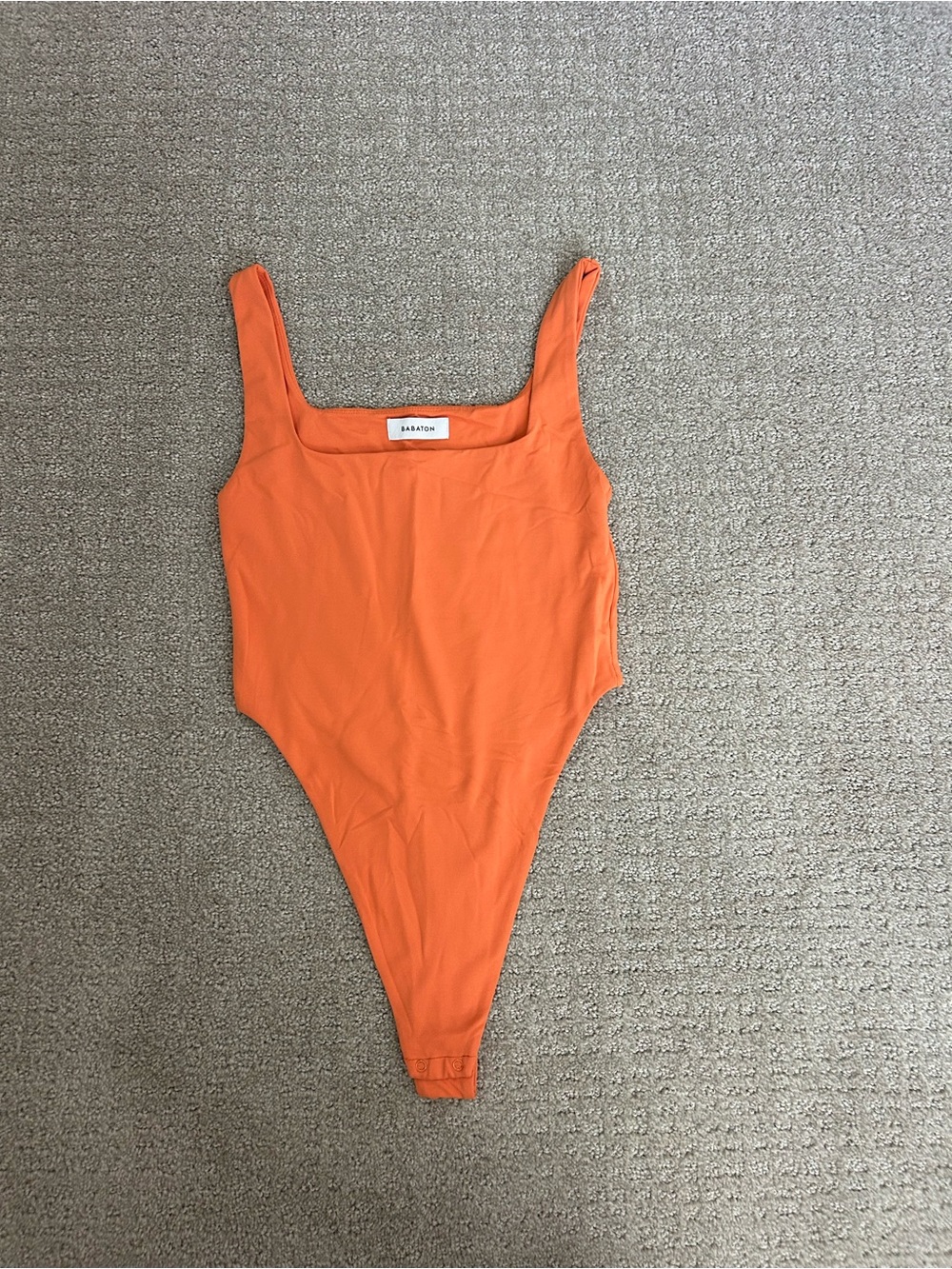Aritzia Babaton Orange Square neck One-Piece Bodysuit Size S